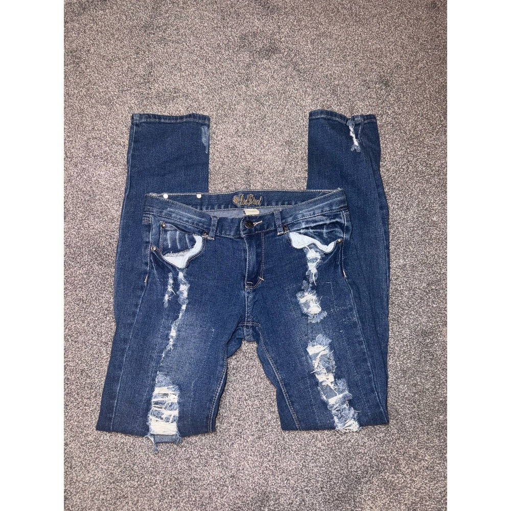 Red Rivet Women's Dark Blue‎ Distressed Skinny Jeans